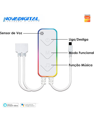 Kit Fita Led Inteligente RGB 5 Metros Dual Music - 16 Milhões De Cores Função Music Compatível Alexa/GoogleHome