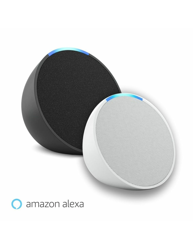 Echo Pop Smart Speaker com Alexa Amazon Música, informação e Casa Inteligente Cor Branca e Preto