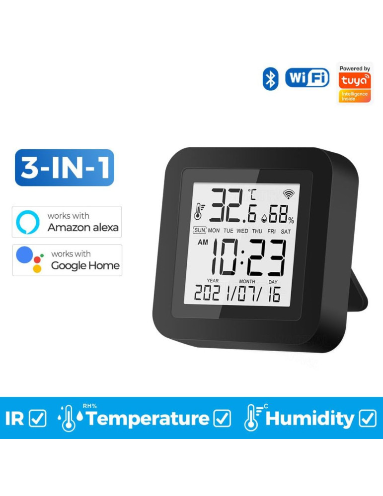 Controle Remoto Universal 3 EM 1 Wi-fi Bluetooth Smart IR, Sensor de Temperatura e Umidade Tuya