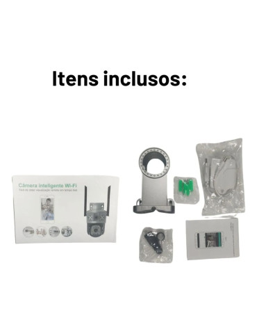 Câmera de Segurança WiFi Externa, Full HD 3MP, Dupla Lente, IP66 à Prova D'água, Rotação 360°