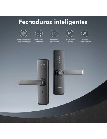 Fechadura Inteligente com Desbloqueio Digital Senha Wi-Fi Resistente Alarme de Segurança Controle Coibeu