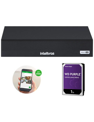 Dvr Intelbras 4 Canais Mhdx 1004 Inteligente C/ Hd Purple 1t