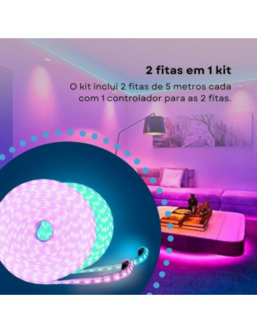 Fita Led RGB Wi-Fi Dual 10 Metros Nova Digital