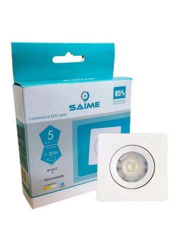 Spot Led MR16 Quadrado 5w 6500K Branco Frio Saime