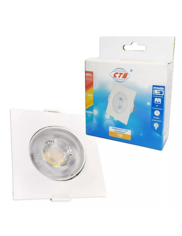 Spot Led de Embutir 7w Downlight Quadrado Branco Frio 6500k CTB