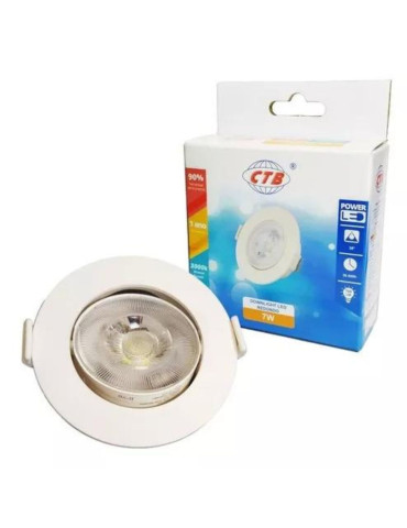 Spot Led de Embutir 7w Downlight Redondo Branco Quente 3000k CTB