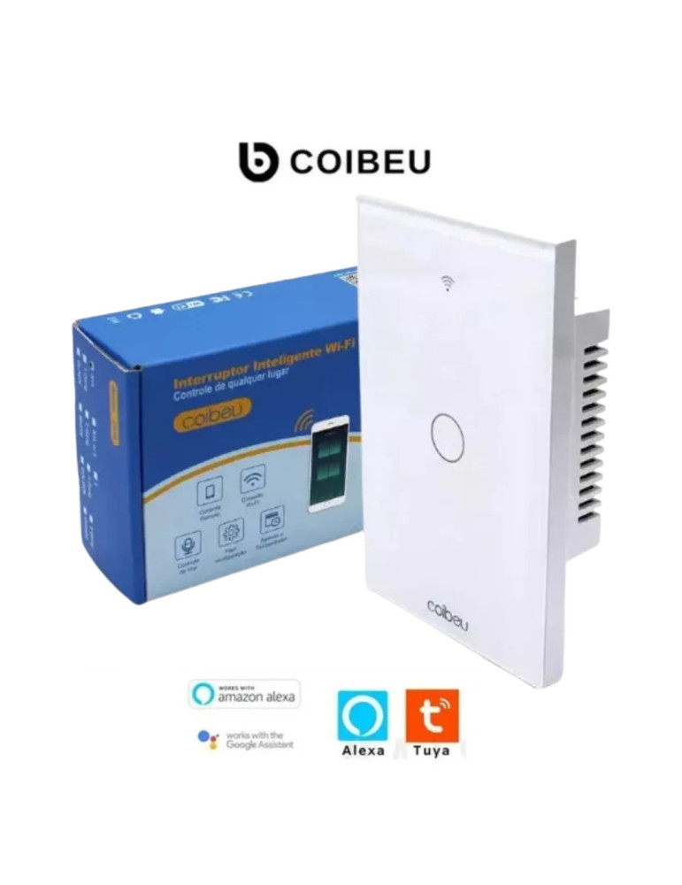 Interruptor Touch Inteligente 1 Botão Wi-fi Coibeu Branco - 4x2