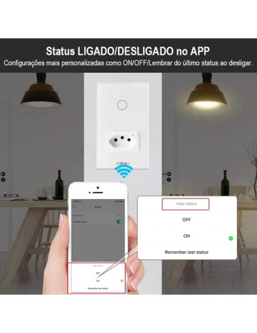Interruptor Touch Inteligente 1 Botão com Tomada Wi-fi Coibeu Preto - 4x2