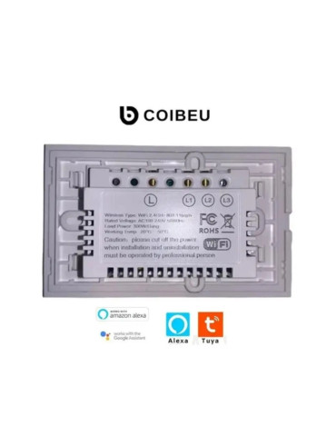 Interruptor Touch Inteligente 4 Botões Wi-fi Coibeu Branco - 4x2