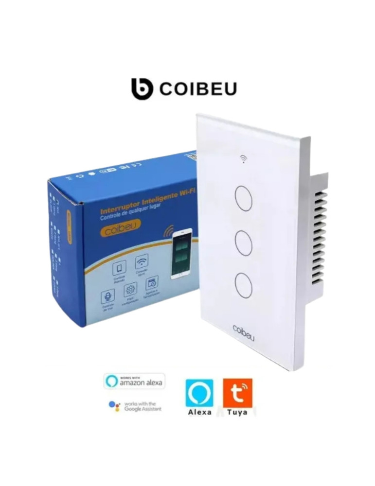 Interruptor Touch Inteligente 3 Botões Wi-fi Coibeu Branco - 4x2