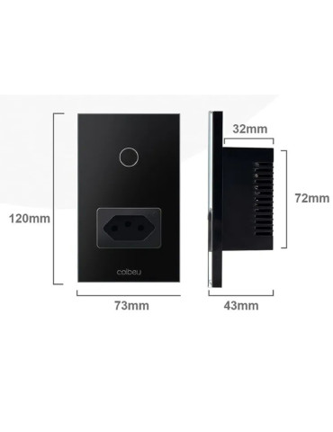Interruptor Touch Inteligente 1 Botão com Tomada Wi-fi Coibeu Preto - 4x2