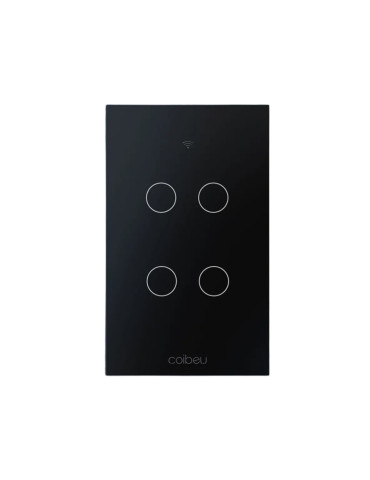 Interruptor Touch Inteligente 4 Botões Wi-fi Coibeu Preto - 4x2