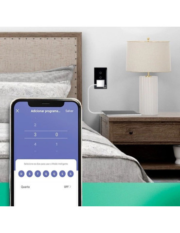 Interruptor Touch Inteligente 2 Botões Com Tomada 20A Wi-Fi Ekaza Preto - 4x2