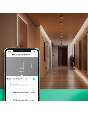 Interruptor Touch Inteligente 2 Botões Com Tomada 20A Wi-Fi Ekaza Preto - 4x2