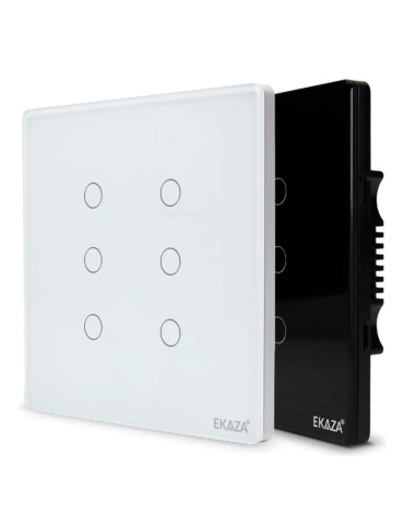 Interruptor Touch Inteligente 6 Botões Wi-Fi Ekaza Tuya Branco - 4x4