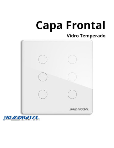 Capa Espelho Frontal Interruptor Touch 6 Botões Branco/Preto Nova Digital 4x4
