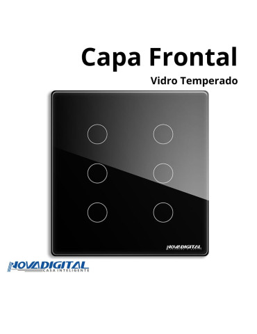 Capa Espelho Frontal Interruptor Touch 6 Botões Branco/Preto Nova Digital 4x4