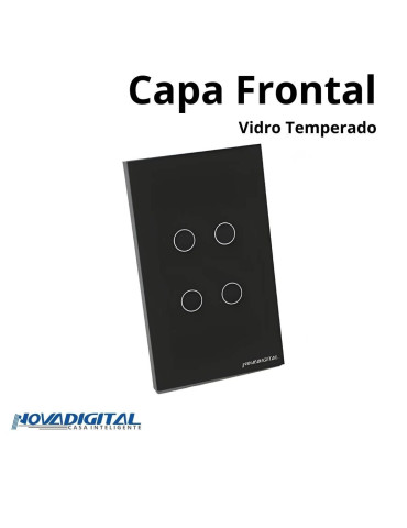 Capa Espelho Frontal Interruptor Touch 4 Botões Branco e Preto Nova Digital 4x2