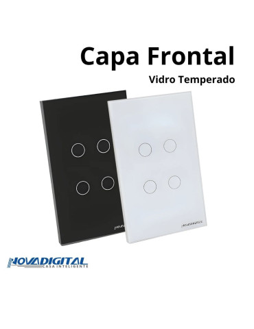 Capa Espelho Frontal Interruptor Touch 4 Botões Branco e Preto Nova Digital 4x2