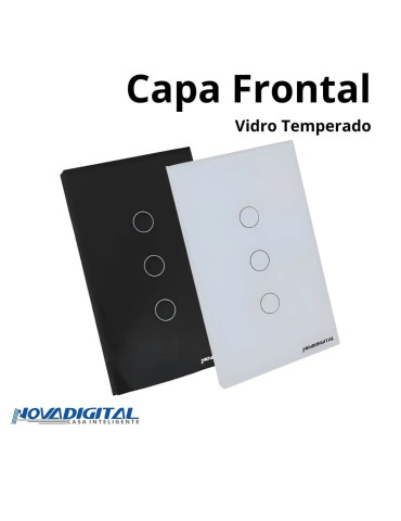 Capa Espelho Frontal Interruptor Touch 3 Botões Branco e Preto Nova Digital 4x2