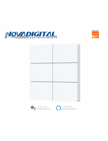 Interruptor Inteligente 6 Botões Físico Zigbee Safira Nova Digital Full Press Cinza e Branco - 4x4