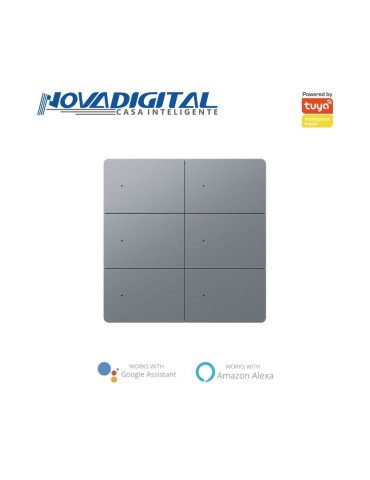 Interruptor Inteligente 6 Botões Físico Zigbee Safira Nova Digital Full Switch Cinza - 4x4