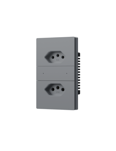 Tomada Dupla Inteligente Zigbee Full Press Safira 10A e 20A Cinza e Branco Nova Digital 4x2