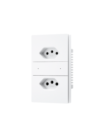 Tomada Dupla Inteligente Zigbee Full Press Safira 10A e 20A Cinza e Branco Nova Digital 4x2