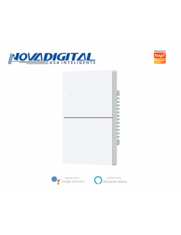 Interruptor Inteligente 2 Botões Físico Zigbee Safira Nova Digital Full Press Cinza e Branco - 4x2