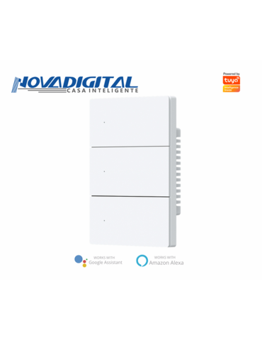 Interruptor Inteligente 3 Botões Físico Zigbee Safira Nova Digital Full Press Cinza e Branco - 4x2