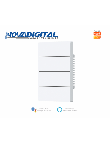 Interruptor Inteligente 4 Botões Físico Zigbee Safira Nova Digital Full Press Cinza e Branco - 4x2