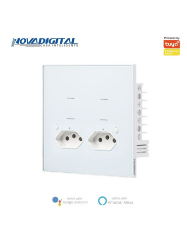 Interruptor Inteligente 4 Botões Soft Touch com Tomada Quartzo Zigbee Nova Digital 4x4