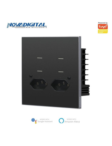 Interruptor Inteligente 4 Botões Soft Touch com Tomada Quartzo Zigbee Nova Digital 4x4