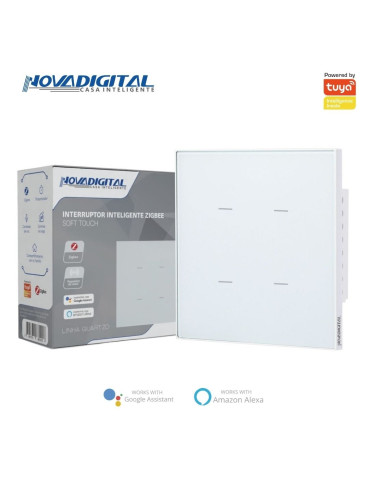 Interruptor Inteligente 4 Botões Soft Touch Quartzo Zigbee Nova Digital 4x4