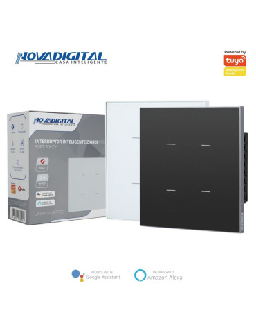 Interruptor Inteligente 4 Botões Soft Touch Quartzo Zigbee Nova Digital 4x4