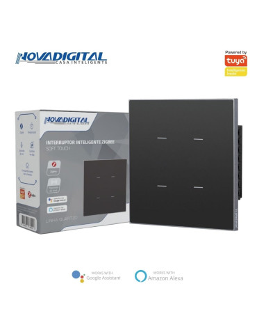 Interruptor Inteligente 4 Botões Soft Touch Quartzo Zigbee Nova Digital 4x4
