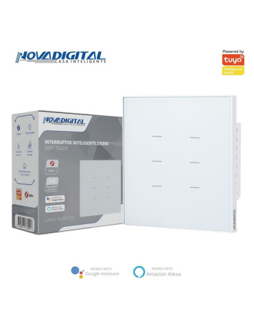Interruptor Inteligente 6 Botões Soft Touch Quartzo Zigbee Nova Digital 4x4