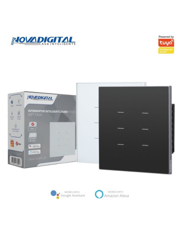 Interruptor Inteligente 6 Botões Soft Touch Quartzo Zigbee Nova Digital 4x4
