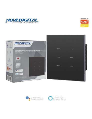 Interruptor Inteligente 6 Botões Soft Touch Quartzo Zigbee Nova Digital 4x4