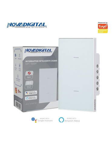 Interruptor Inteligente 2 Botões Soft Touch Quartzo Zigbee Nova Digital 4x2