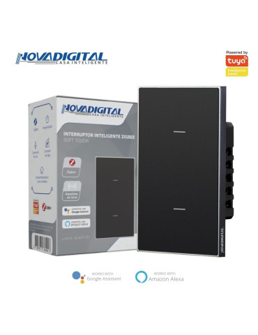 Interruptor Inteligente 2 Botões Soft Touch Quartzo Zigbee Nova Digital 4x2