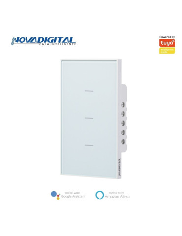 Interruptor Inteligente 3 Botões Soft Touch Quartzo Zigbee Nova Digital 4x2