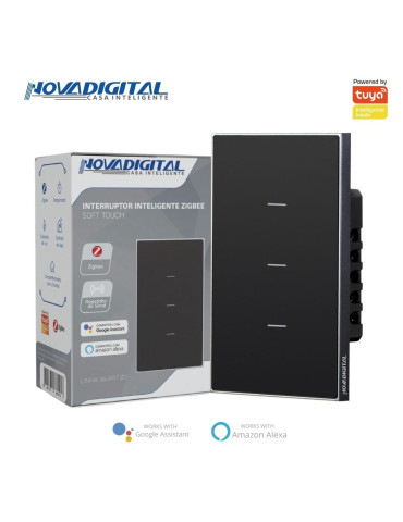 Interruptor Inteligente 3 Botões Soft Touch Quartzo Zigbee Nova Digital 4x2