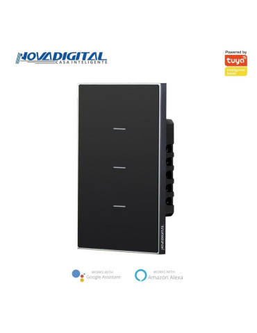 Interruptor Inteligente 3 Botões Soft Touch Quartzo Zigbee Nova Digital 4x2