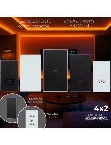 Interruptor Inteligente 3 Botões Soft Touch Quartzo Zigbee Nova Digital 4x2