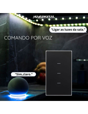 Interruptor Inteligente 3 Botões Soft Touch Quartzo Zigbee Nova Digital 4x2