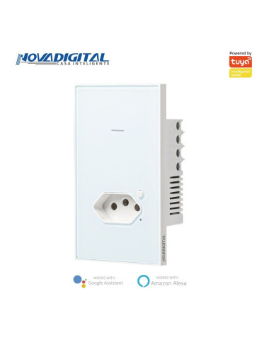 Interruptor Inteligente 1 Botão Soft Touch com Tomada Quartzo Zigbee Nova Digital 4x2