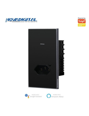 Interruptor Inteligente 1 Botão Soft Touch com Tomada Quartzo Zigbee Nova Digital 4x2