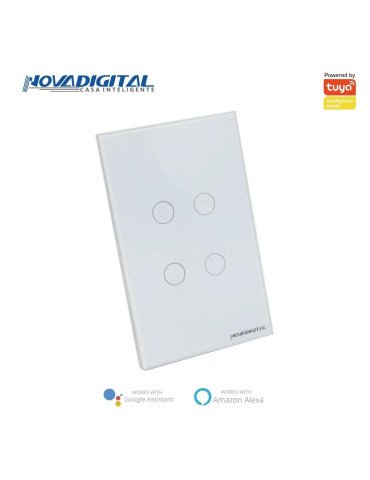 Interruptor Inteligente Touch Zigbee 4 Botões Branco Nova Digital - 4x2