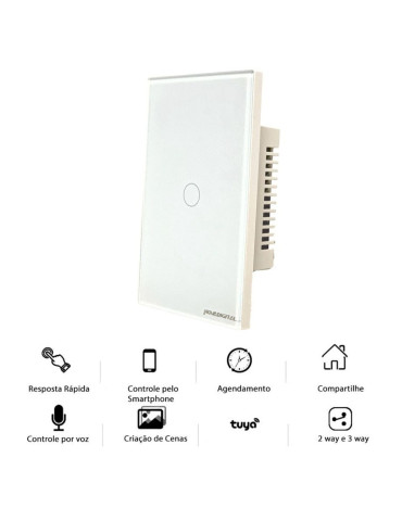 Interruptor Inteligente Touch Zigbee 1 Botão Branco Nova Digital - 4x2
